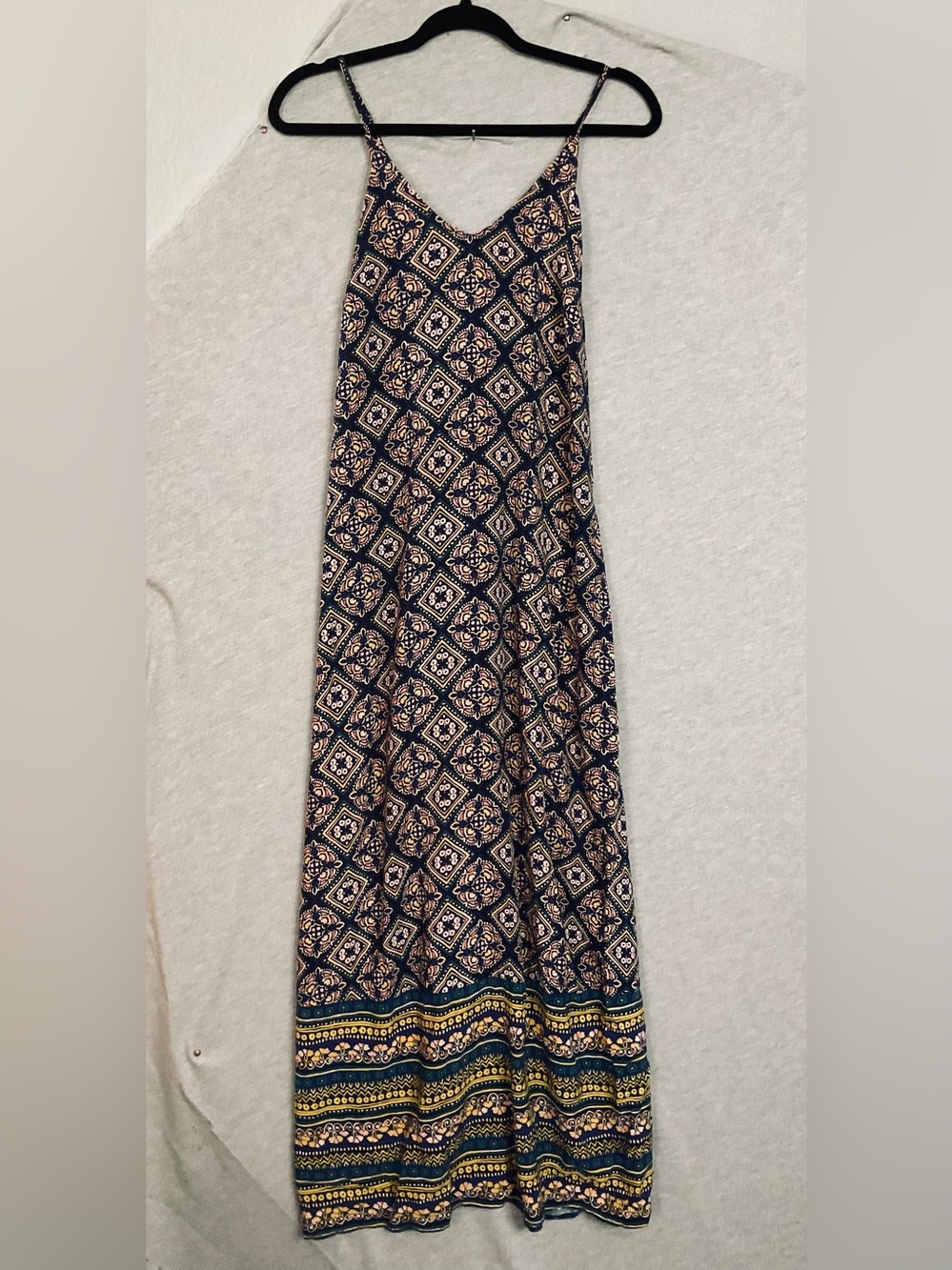 Old Navy Navy & Beige Printed Maxi Slip Dress - Picture 2 of 4